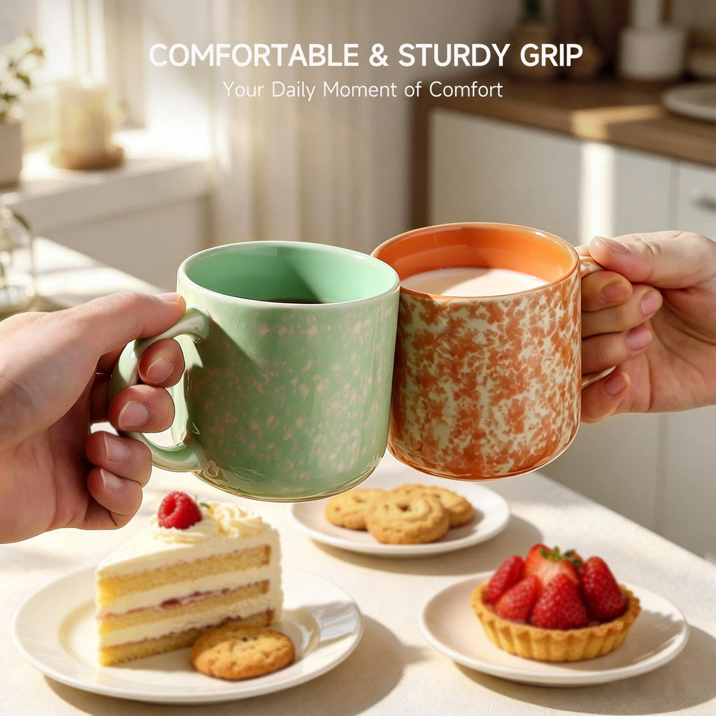 MONITO 12 OZ Coffee Mugs Set of 4, Modern Ceramic Coffee Mugs Set with handle for Tea/Latte/Cappuccino/Milk/Cocoa.