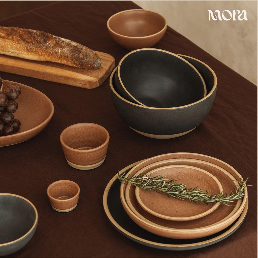 MORA Small Plates Set of 4, 6.5 inch Ceramic Pottery Dessert Plates - Microwave, Oven and Dishwasher Safe - Harvest